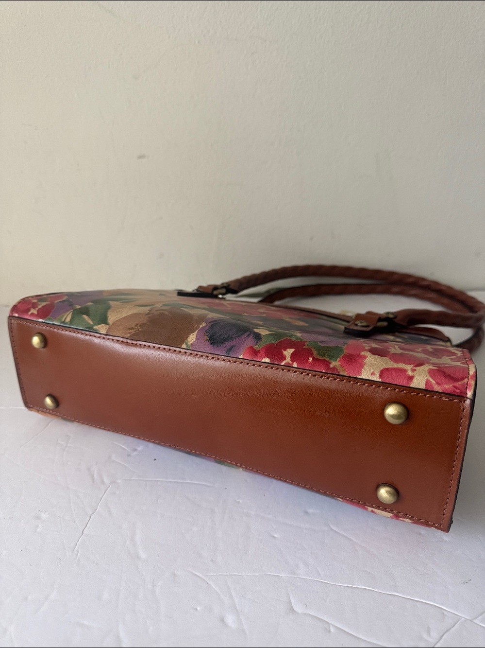 Patricia Nash Calvi French Hydrangea Italian Leather Floral Satchel Handbag - Picture 9 of 16